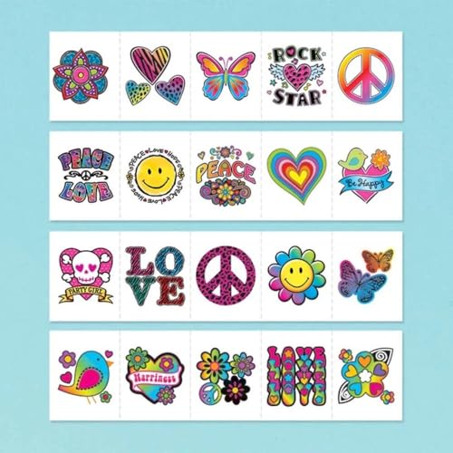 Amscan Tween Temporary Tattoos Mega Pack - 120 Vibrant Assorted Designs