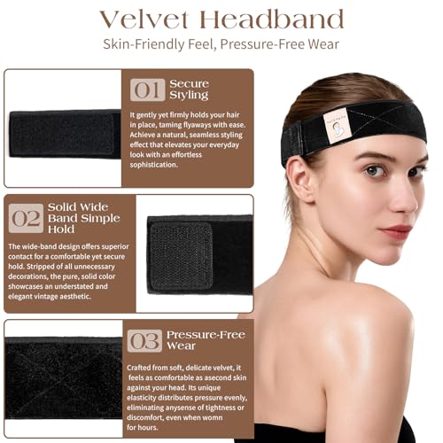 HappClan Black Velvet Wig Grip Band Non-Slip Hair Accessory for Women