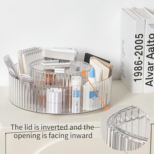 Vacane 2 Tier Plastic Lazy Susan Rotating Organizer - Medium, Clear Cabinet Turntable for Spice, Makeup, Kitchen & Bath