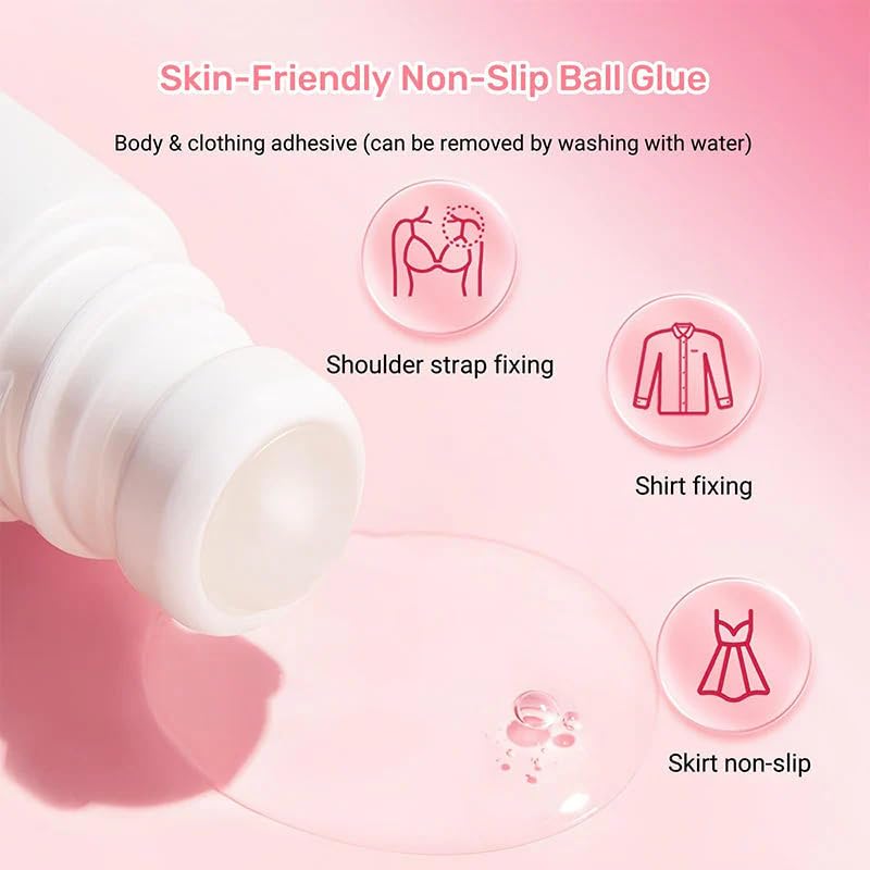 Body Adhesive Roll-On - Invisible Anti-Slip Glue for Skin & Clothing | Perfect for Dancers, Costumes & More (10G)
