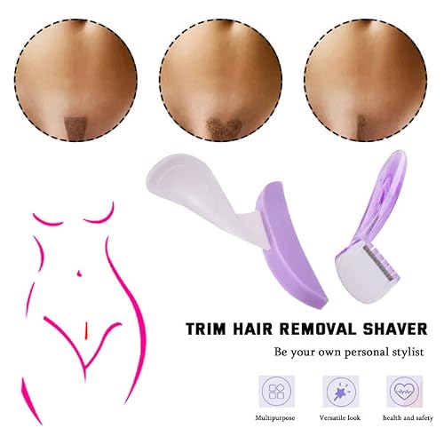 Munyee Hua Intimate Pube Hair Trimmer Set for Women with 7 Shapes, 3 Handy Razors, a Silk Storage Bag - Easy Operate Bikini Grooming Tool,Pubic Care Removal Scissors Accessories (7 pcs model set)