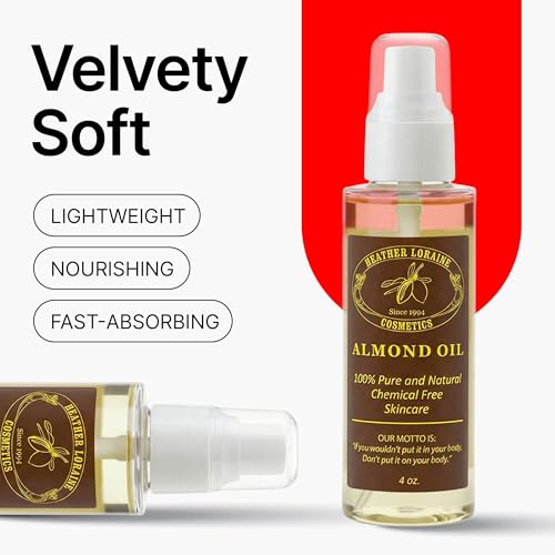 Heather Loraine Almond Oil 4 Fl Oz Fragrance-Free Skin & Hair Moisturizer
