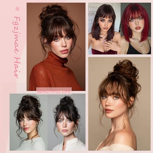 Bleach Blonde Clip-On Bangs for Women, Soft Layered Curved Fringe, Fake Hairpiece - FGZJMAE Variation F
