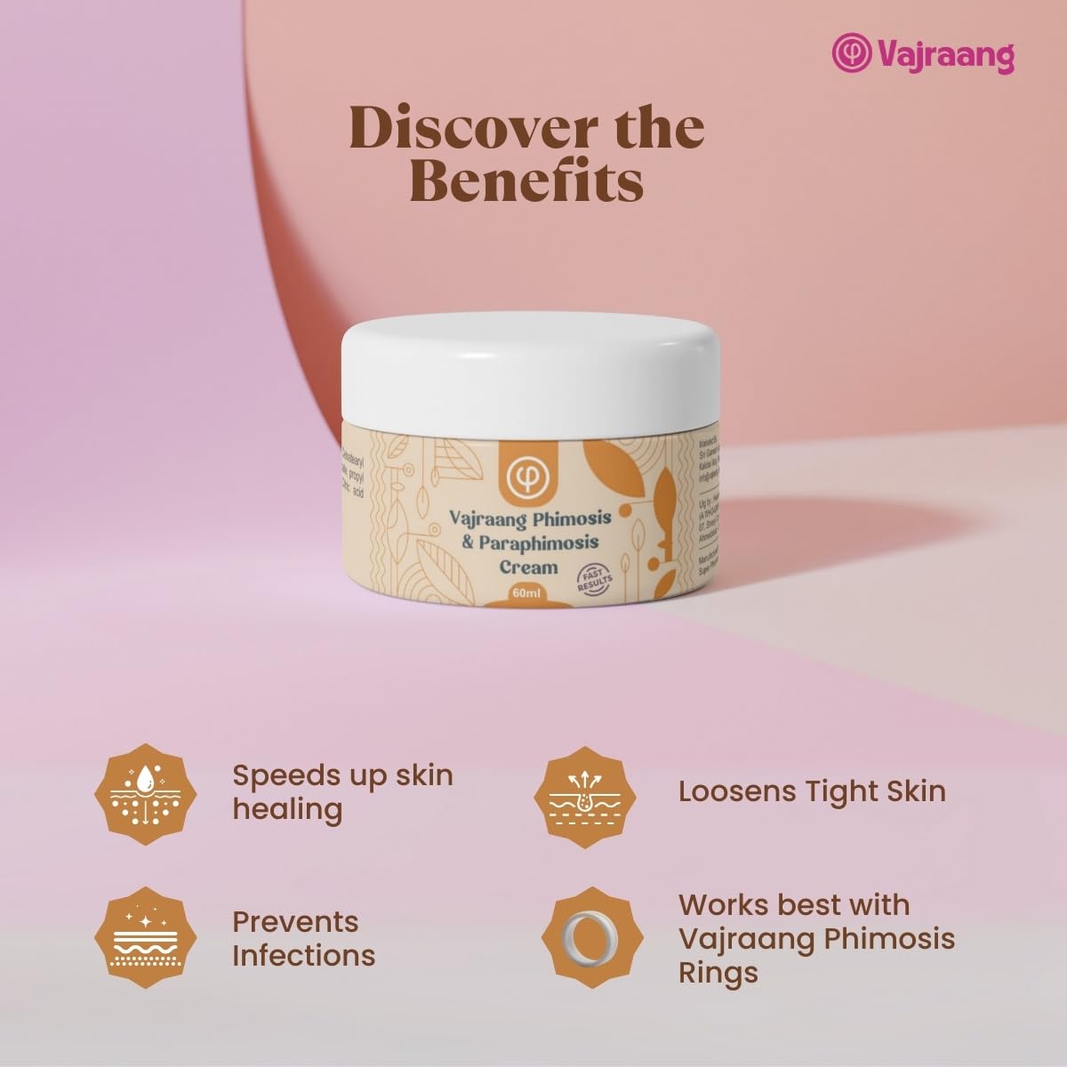 Vajraang Phimosis & Paraphimosis Cream – Steroid-Free Skin Recovery | Relieves Skin Tightness, Reduces Discomfort | for Daily Use | 60-Day Tube (1)