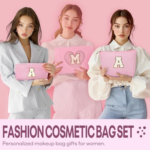 mibasies Graduation Gifts for Teen Girls Girlfriend - Mothers Day Gifts for Mom - 2PCS Gifted Box Makeup Bags - Cosmetic Bag for Travel Toiletry - Teen Girl Gifts Trendy Stuff Teacher Gift - Pink A