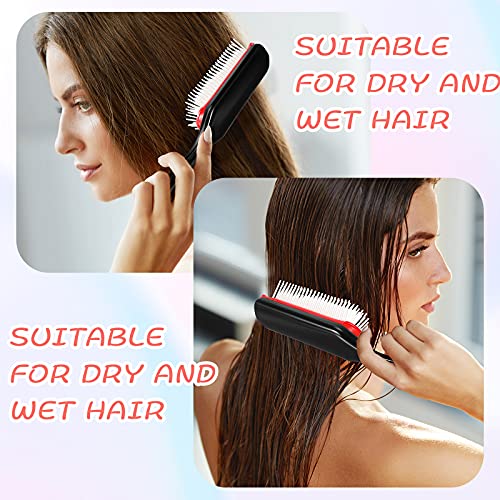 Patelai Nylon Cushion Hair Brush Set - 3 Sizes, Removable Teeth, Red & Black