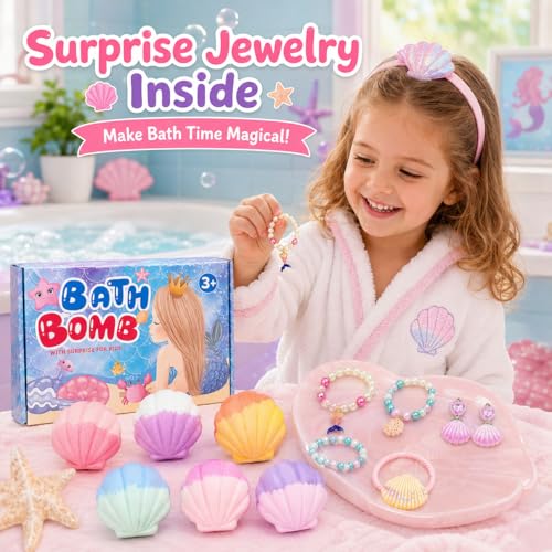Colorful Shell Bath Bombs Set for Kids with Surprise Toys - 6 PCS