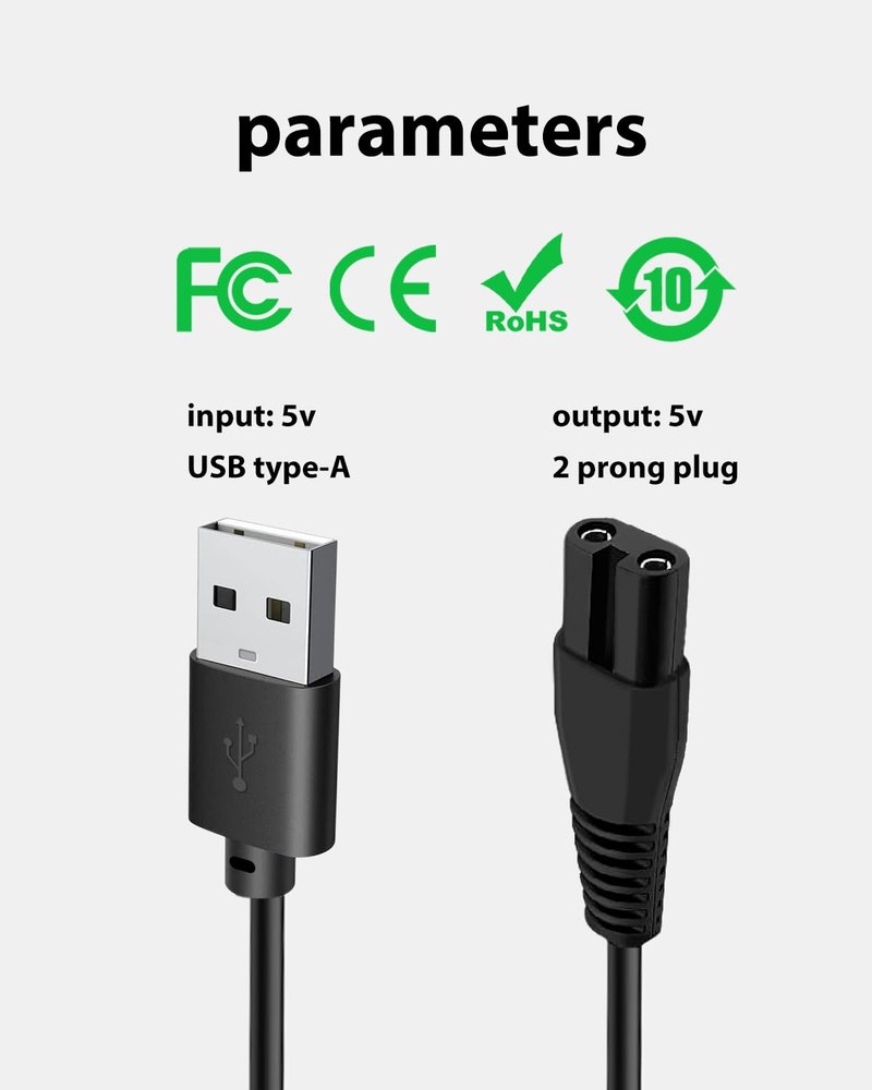 wotdmu USB Charging Cable Compatible with AMULISS Professional Hair Clippers JM-700AL Model, Replacement Charger for Clipper Charging Cord, 5V Input 3.3ft, with 1 Cleaning Brush