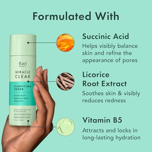 Rael Miracle Clear Toner with Succinic Acid & Vitamin B5 - 5.1 oz