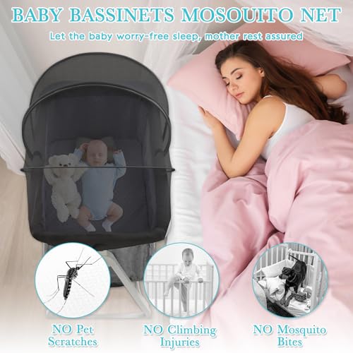 Portable Bassinet Mosquito Net Cover - Breathable Mesh Canopy for 36x21 Inch Bassinets