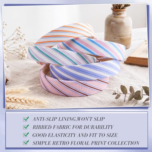 obeoby Stripe Headbands for Girls - Back to School Hair Accessories, 5 Pack