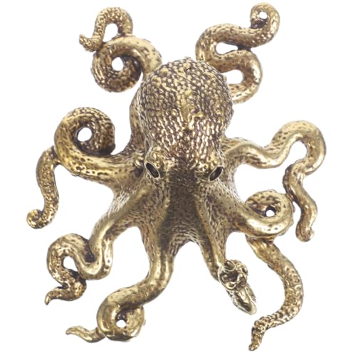 Mini Gold Octopus Sculpture - Decorative Metal Figurine for Home Decor