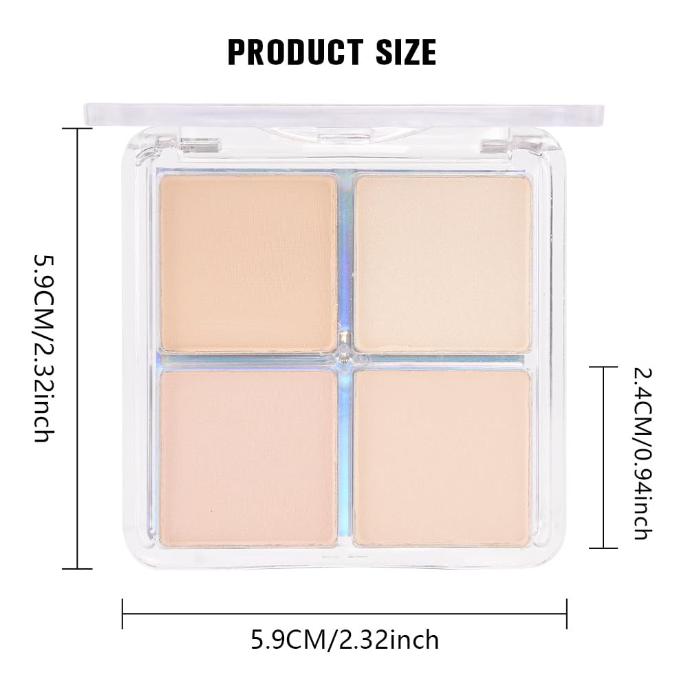 HHLTOH 4 Colors Vanilla Nude Eyeshadow Palette, Light Beige Pink Ivory White Quads, Matte & Shimmer Soft Blendable Eye Shadow, Natural Everyday Makeup for Mature Skin, Vegan, Sombras de Ojos