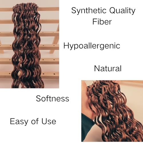 Brown Braiding Hair Extensions with Boho Curls - 26 Inch, Pack of 8