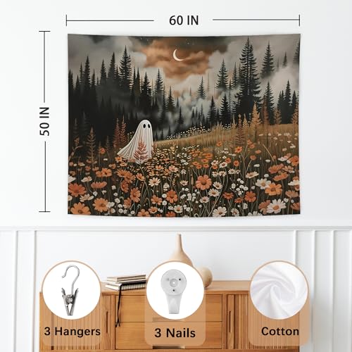 NATSUNO Halloween Tapestry - Spooky Ghost Wall Hanging 50x60