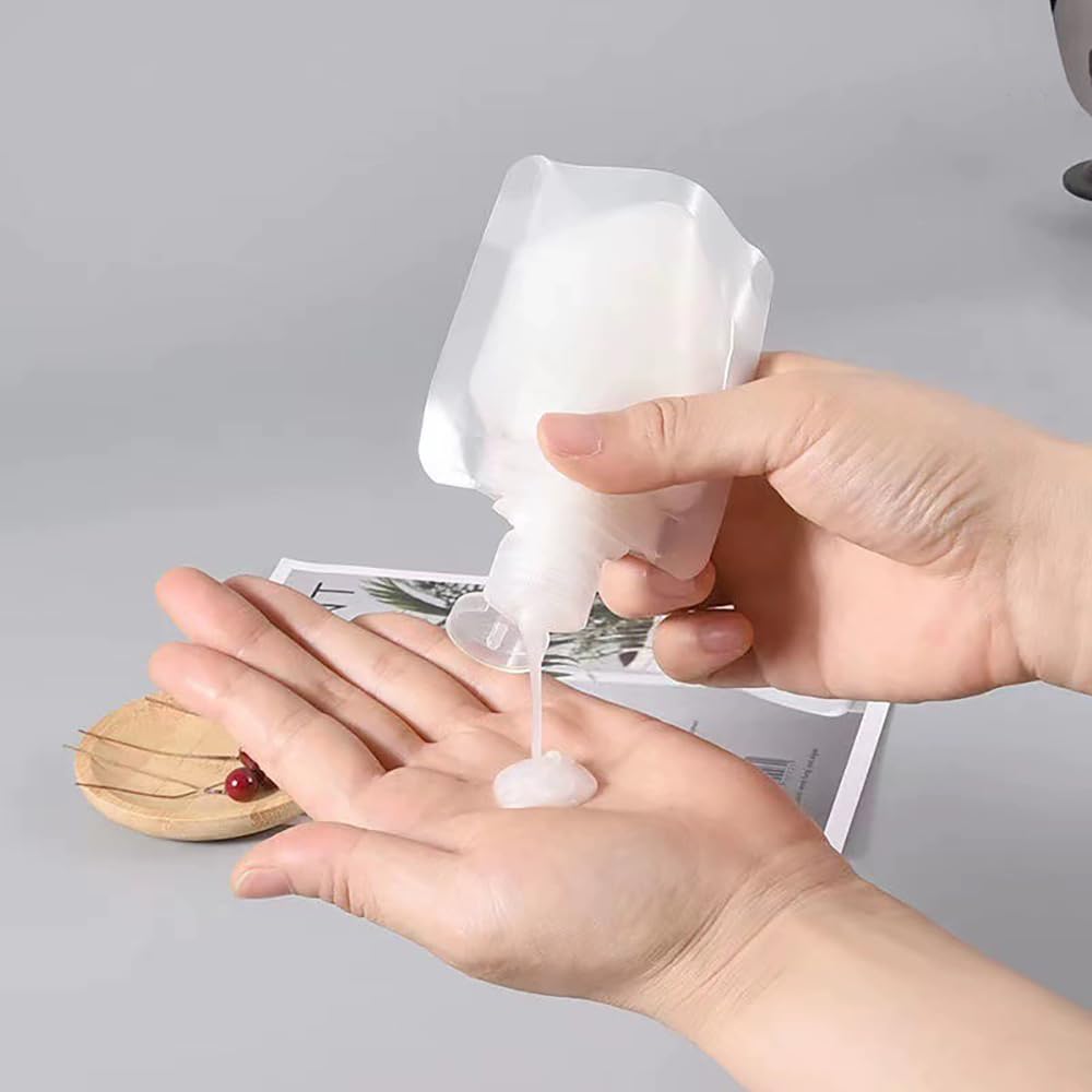 NaYiissi 10pcs Travel Pouches for Toiletries, Leak Proof Travel Fluid Makeup Packing Bag, TSA Approved Squeeze Liquid Pouches for Travel, Plastic Pouch for Lotion Shampoo Cream Hand Soap