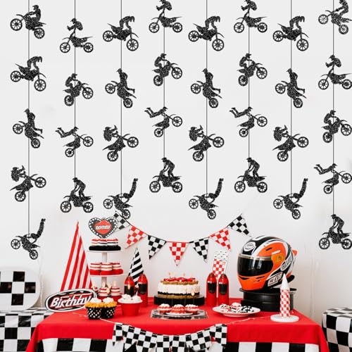 Dirt Bike Birthday Party Decorations - 8 Pcs Garland Banner Set