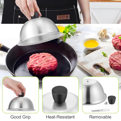 HaSteeL 6-Inch Stainless Steel Basting Dome Set of 2 - Melting Lid for Grill & Griddle