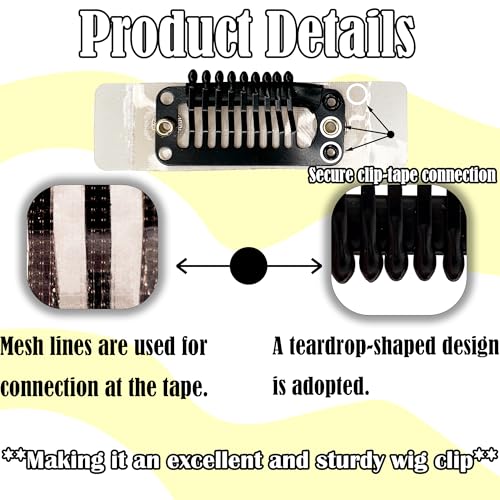 Black Metal Wig Clips - 6 Pack, 15x55mm, No-Sew Hair Extension Clips