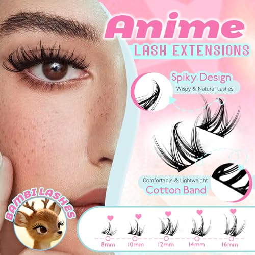 SeekLip Spiky Doll Manga Eyelash Clusters 8-16mm Natural DIY False Lashes 120 Pcs