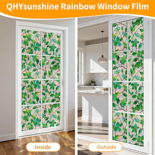 Stained Glass Window Privacy Film - Decorative Rainbow Clings, 17.5x78.7 in
