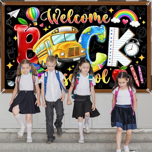 Back to School Banner - School Bus Welcome Decoration (6 x 3.6 ft)