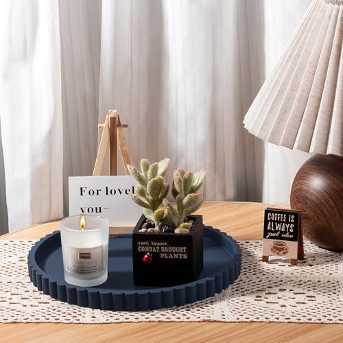9" Dark Blue Silicone Bathroom Tray - Non-Slip Organizer for Perfume & Soap