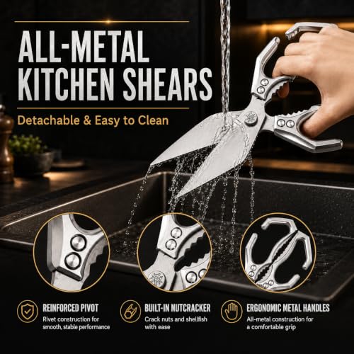 Heavy Duty Kitchen Shears - Japanese Steel Poultry Scissors