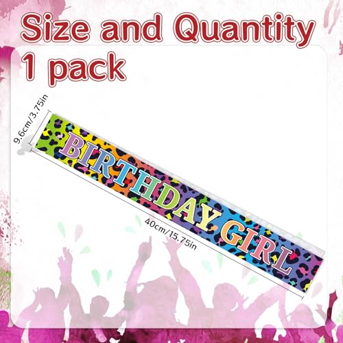 Cheetah Print Birthday Sash for Girls - Neon Leopard Theme Party Decor