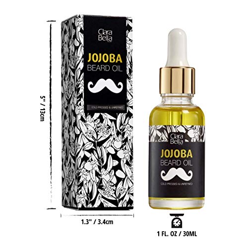 Clara Bella Health Unscented Jojoba Beard Oil 30ml | Pure Organic for Men - Anti-Itch & Dandruff