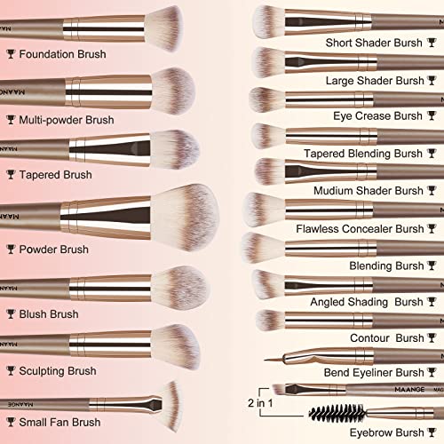 MAANGE 18-Piece Professional Makeup Brush Set - Soft Synthetic Brushes for Foundation & Eyes