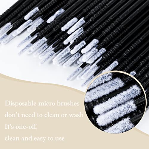 G2PLUS 400PCS Black Micro Cotton Swabs for Eyelash Extensions & Makeup, Disposable Applicators