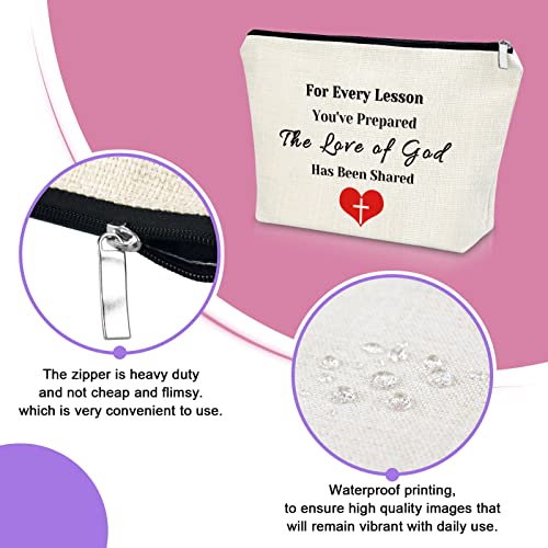 3PCS Beige Christian Makeup Bag - Teacher Appreciation Gifts