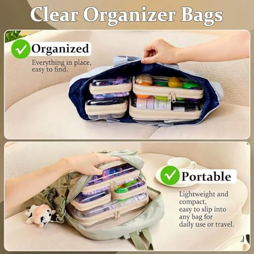 WELPIRT 4-Piece Clear Hard Shell Zipper Pouch Set for Travel and Organization