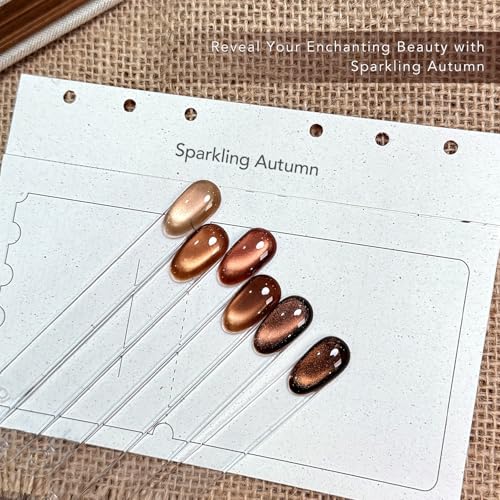 GAOY Cat Eye Gel Nail Polish Set - Sparkling Autumn, 6 Brown Glitter Colors