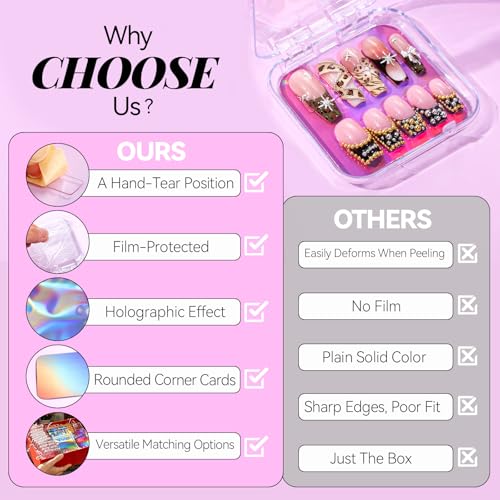 Teenitor Press-On Nail Packaging Set with Acrylic Display & Holographic Bags