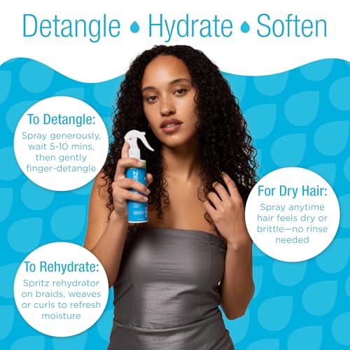 Curly Hair Detangler Spray ? Leave-In Conditioner Spray for Kids to Adults ? Natural, Vegan ? Softens Dry, Brittle, Damaged Curly and Coily Hair ? Paraben, Silicone, Soy & Nut Free ? 8 fl oz