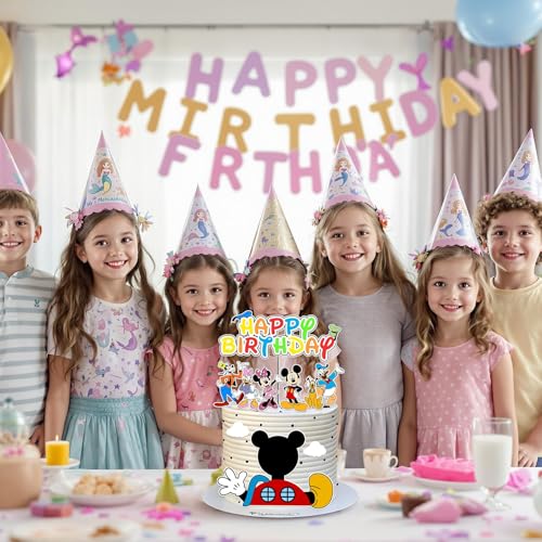 10-Piece Cartoon Birthday Cake Decoration Set with Topper
