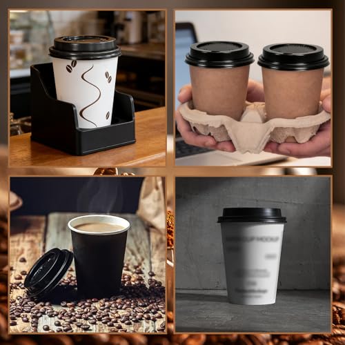 100 Pack Black Dome Coffee Cup Lids for 12-22 oz Cups