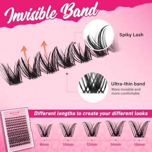 PRO LASHBEAUTY Sweety Lash Clusters Kit - 8-16mm, Waterproof & Reusable