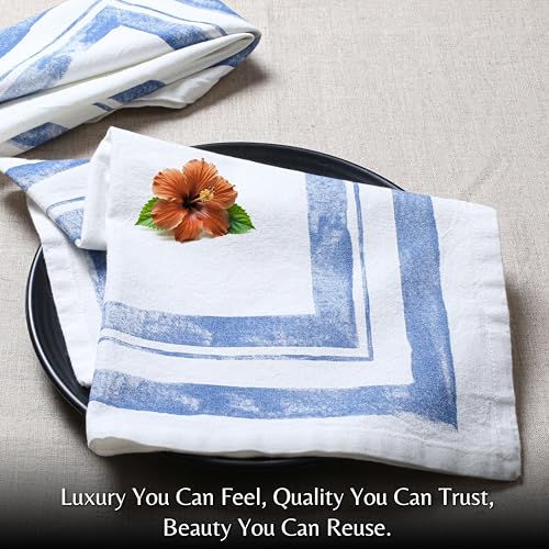 Ramanta Home Cloth Dinner Napkins Set of 4 - Blue 18x18 inches