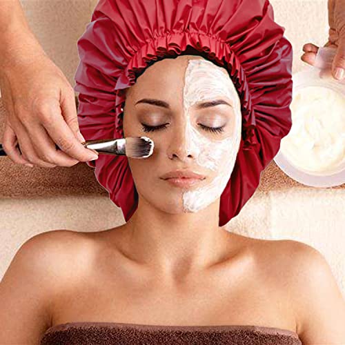 ELEBOX 4-Pack Premium Extra Large Shower Cap Jumbo 15 inch - Waterproof Spa/Braids Bonnets (Black, Blue, Gray, Red)