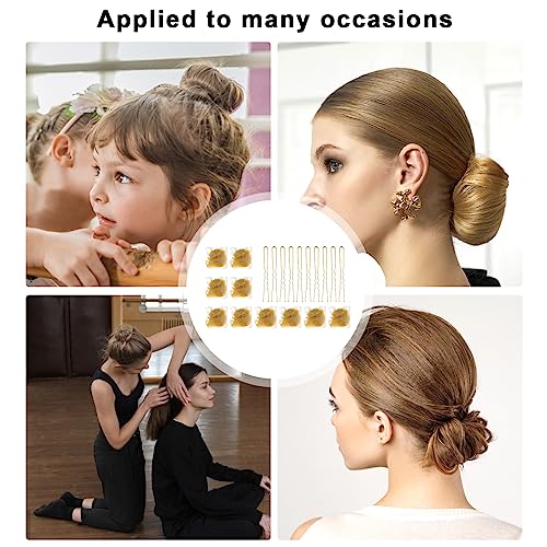Blonde Ballet Bun Hair Net Set - 20 Elastic Mesh Nets & Pins
