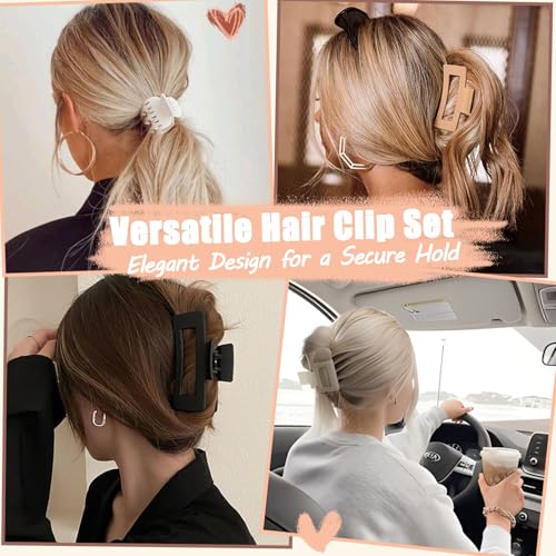 GlowMyst 9PCS Matte Hair Clips - Large & Mini Claw Clips for All Hair Types