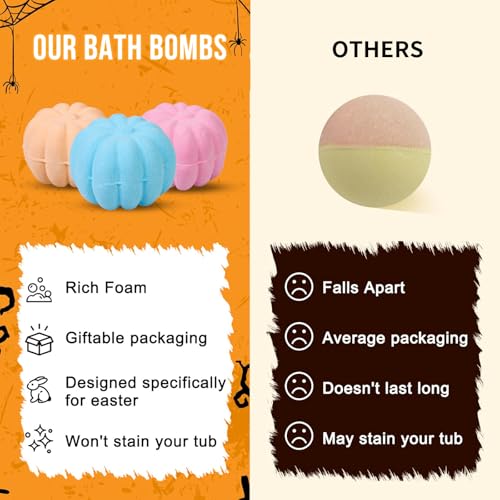 FAMILON Halloween Pumpkin Bath Bombs with Glow-in-the-Dark Toys - Kids Spa Gift Set