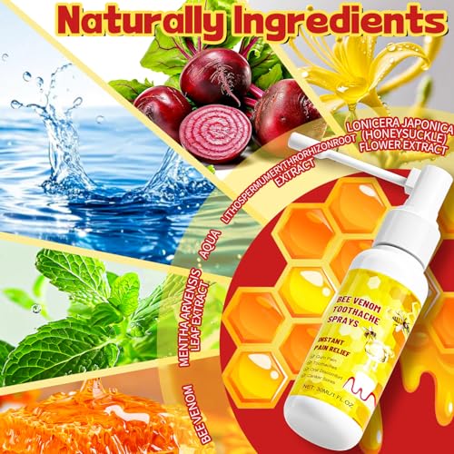 URMNI Bee Venom Toothache Spray for Adults - Yellow, Instant Tooth Pain Relief