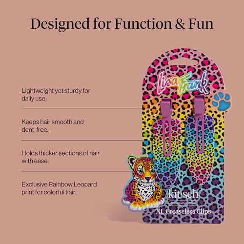 Lisa Frank x Kitsch XL Creaseless Hair Clips - 2pcs Rainbow Leopard