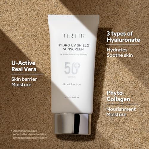 TIRTIR Hydro UV Shield Sunscreen SPF 50+ Face Sun Protection 1.69 Fl Oz