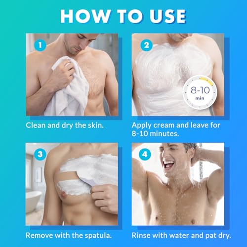 Hair Removal Cream for Men: Sensitive Depilatory Cream for Men - Body Legs Chest Underarms Intimate Areas - Vitamin E - Painless Effective Flawless Soothing Easy - Hair Remover - Gentle Formula - 120g