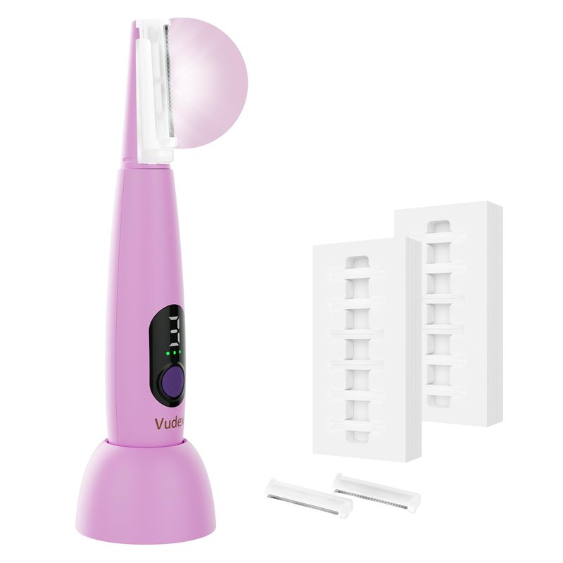 Sonic Dermaplane Razor for Women Facial Peach Fuzz Remove - Facial Hair Removal Kit with 12 Blades, 3 Speeds & LED Light